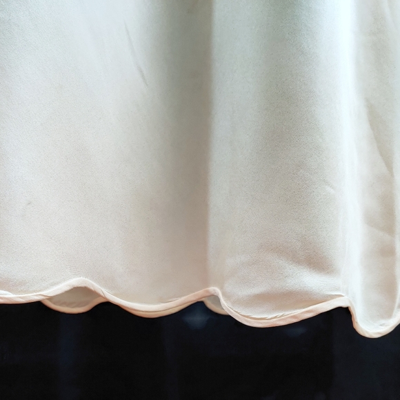 Vintage 1930-40s Cream Bias Cut Silk/Lace Slip-Dress Bound Scalloped Hem - Picture 11 of 15